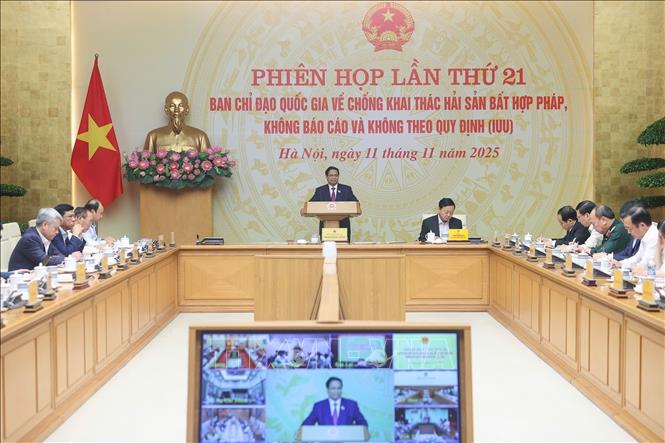 A view of the 21st meeting of the National Steering Committee for IUU fishing combat. VNA Photo: Dương Giang