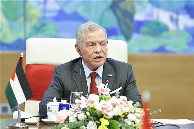 Quốc vương Jordan Abdullah II Ibn Al Hussein phát biểu. Ảnh: Doãn Tấn – TTXVN