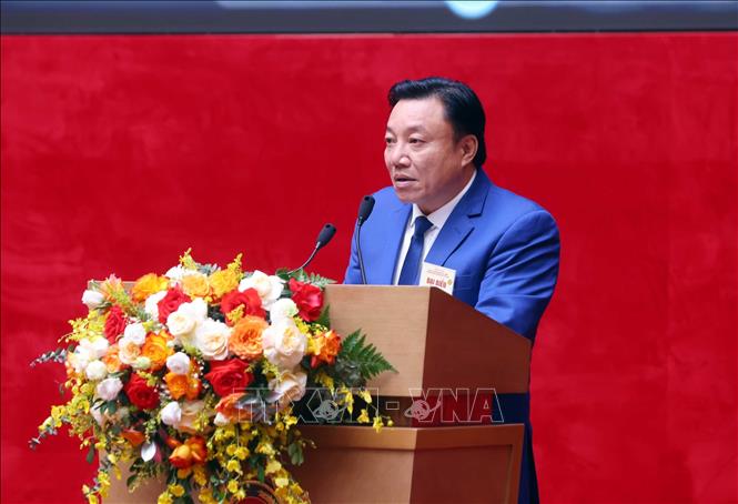 Phó Chủ tịch UBND tỉnh Phú Thọ Nguyễn Huy Ngọc trình bày tham luận. Ảnh: Phạm Kiên - TTXVN