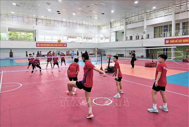 Đội tuyển Cầu mây tự tin cạnh tranh huy chương tại SEA Games 33. Ảnh: Nam Sương - TTXVN