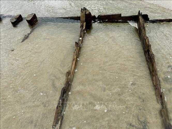 Các vách ngăn chia thành các khoang gỗ bên trong thân tàu. Ảnh: Trần Lê Lâm - TTXVN