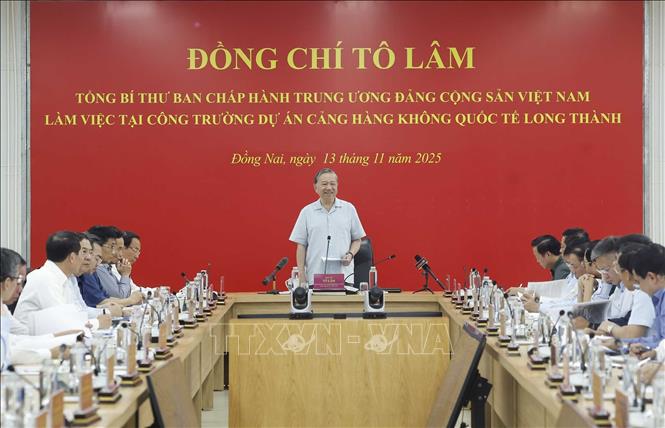 Tổng Bí thư Tô Lâm phát biểu tại cuộc làm việc. Ảnh: Thống Nhất – TTXVN