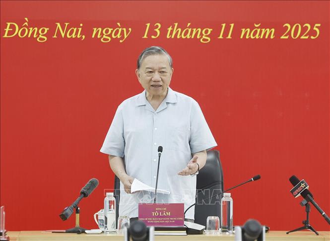 Tổng Bí thư Tô Lâm phát biểu tại cuộc làm việc. Ảnh: Thống Nhất – TTXVN