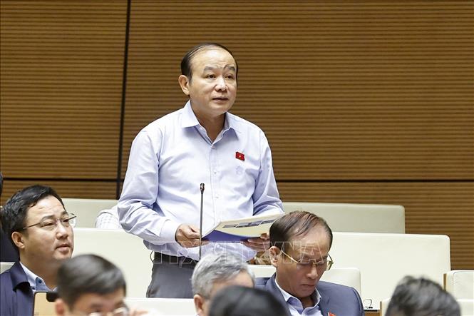 Đại biểu Quốc hội TP Hải Phòng Lã Thanh Tân phát biểu. Ảnh: Doãn Tấn - TTXVN