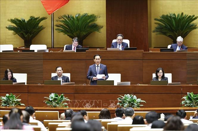 Phó Thủ tướng Bùi Thanh Sơn giải trình, làm rõ một số vấn đề đại biểu Quốc hội nêu. Ảnh: Doãn Tấn - TTXVN