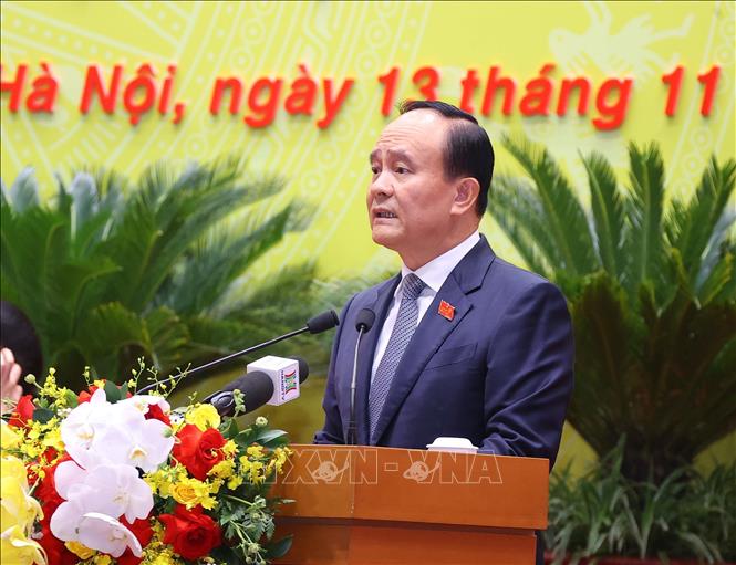 Đồng chí Nguyễn Ngọc Tuấn, nguyên Phó Bí thư Thành ủy, nguyên Chủ tịch HĐND thành phố Hà Nội phát biểu. Ảnh: Văn Điệp - TTXVN