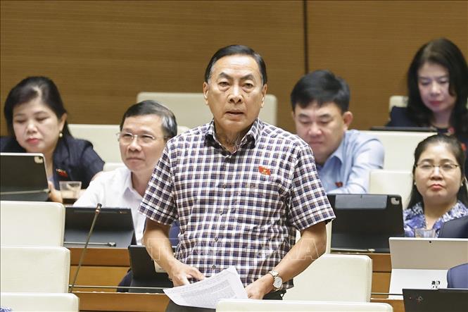 Đại biểu Quốc hội tỉnh Đồng Tháp Phạm Văn Hòa phát biểu. Ảnh: Doãn Tấn - TTXVN