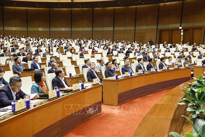 Tổng Bí thư Tô Lâm, Chủ tịch nước Lương Cường, các đồng chí lãnh đạo Đảng, Nhà nước và đại biểu dự hội nghị. Ảnh: Doãn Tấn - TTXVN