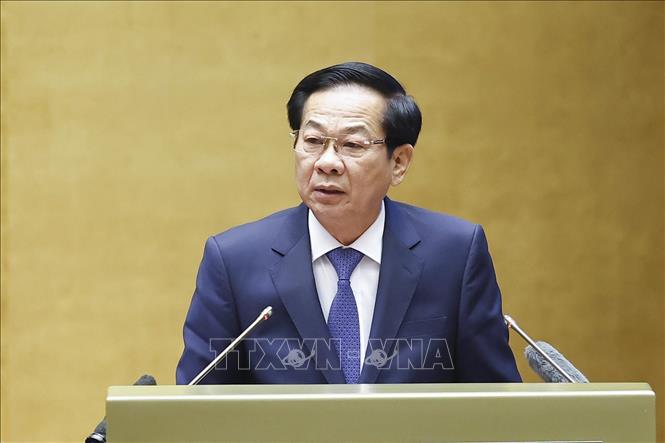 Đồng chí Đỗ Thanh Bình, Ủy viên Trung ương Đảng, Bộ trưởng Bộ Nội vụ trình bày Hướng dẫn nghiệp vụ công tác tổ chức bầu cử đại biểu Quốc hội khóa XVI và đại biểu Hội đồng nhân dân các cấp nhiệm kỳ 2026-2031. Ảnh: Doãn Tấn - TTXVN
