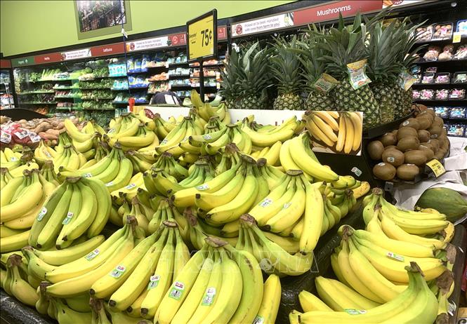 Chuối được bày bán tại một siêu thị ở trung tâm thủ đô Washington D.C. Ảnh: Ngọc Quang, PV TTXVN tại Mỹ.