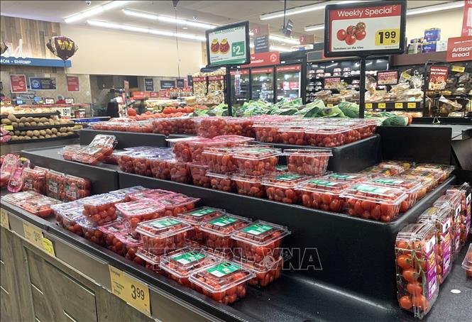 Cà chua được bày bán tại một siêu thị ở trung tâm thủ đô Washington D.C. Ảnh: Ngọc Quang, PV TTXVN tại Mỹ.