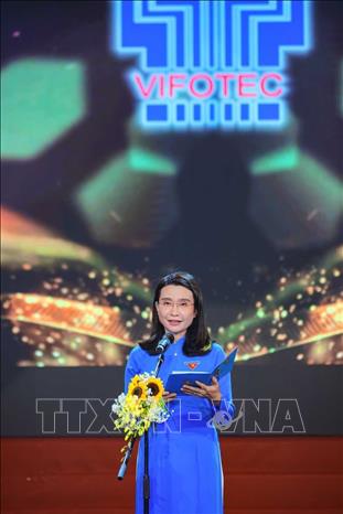 Bí thư Ban Chấp hành Trung ương Đoàn Thanh niên Cộng sản Hồ Chí Minh, Chủ tịch Hội đồng Đội Trung ương Nguyễn Phạm Duy Trang phát động Cuộc thi sáng tạo thanh thiếu niên, nhi đồng toàn quốc lần thứ 22. Ảnh: Hoàng Hiếu - TTXVN