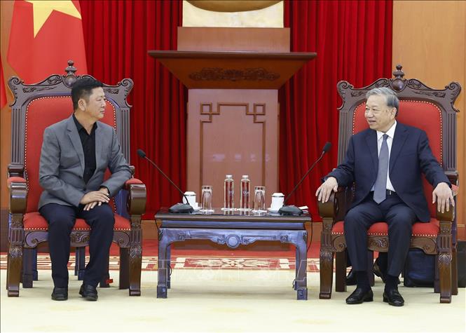 Party General Secretary To Lam receives Vice Chairman of China’s Luxshare-ICT Group in Vietnam Wang Laisheng. VNA Photo:Thống Nhất 