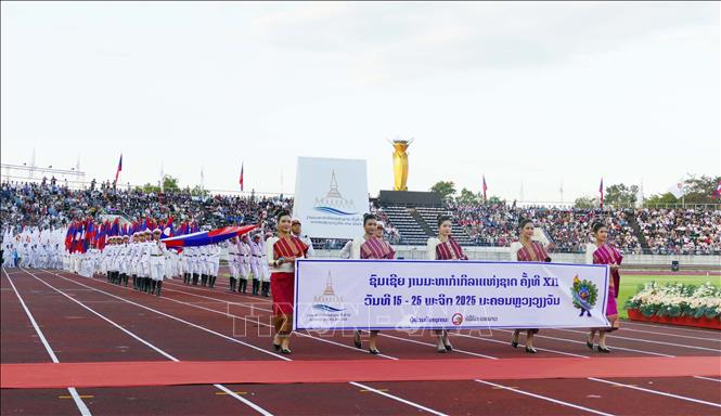 Lễ khai mạc Đại hội Thể thao toàn quốc lần thứ 12 của Lào. Ảnh: Xuân Tú - PV TTXVN tại Lào