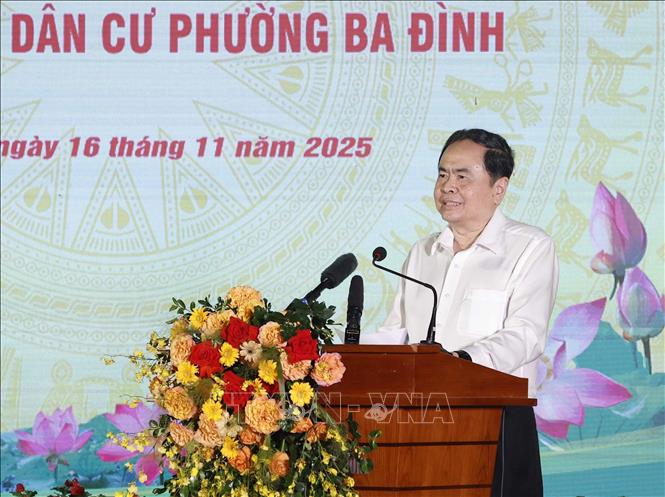 Chủ tịch Quốc hội Trần Thanh Mẫn phát biểu. Ảnh: Thống Nhất – TTXVN