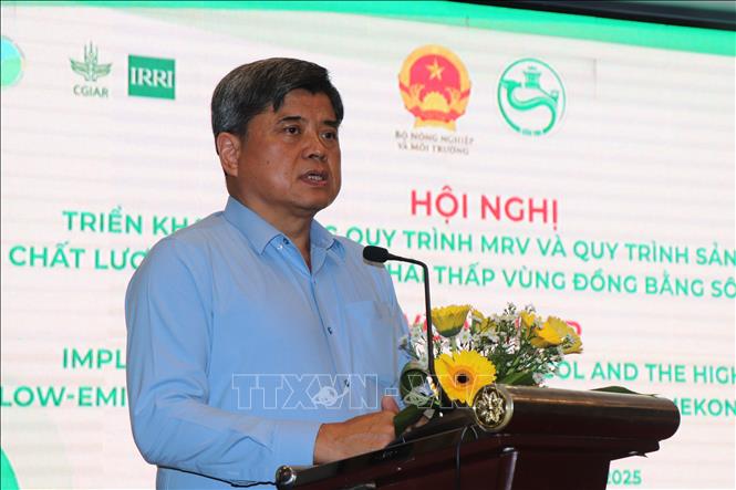 Thứ trưởng Bộ Nông nghiệp và Môi trường Trần Thanh Nam phát biểu chỉ đạo tại hội nghị. Ảnh: Thu Hiền - TTXVN