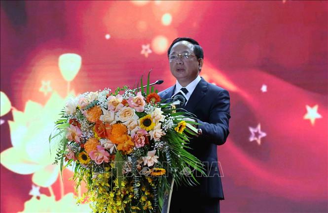 Đại tướng Trịnh Văn Quyết, Bí thư Trung ương Đảng, Trưởng Ban Tuyên giáo và Dân vận Trung ương phát biểu tại chương trình. Ảnh: Đinh Văn Nhiều-TTXVN