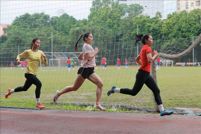 Hiện toàn đội đang tập trung tập luyện chuẩn bị cho SEA Games 33. Ảnh: Minh Quyết – TTXVN