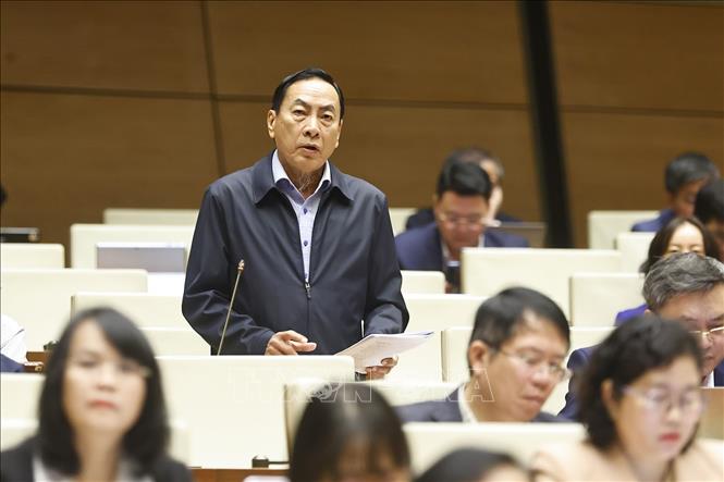 Đại biểu Quốc hội tỉnh Đồng Tháp Phạm Văn Hòa phát biểu. Ảnh: Doãn Tấn - TTXVN
