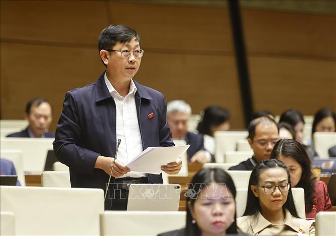 Đại biểu Quốc hội tỉnh Lâm Đồng Nguyễn Hữu Thông phát biểu. Ảnh: Doãn Tấn - TTXVN