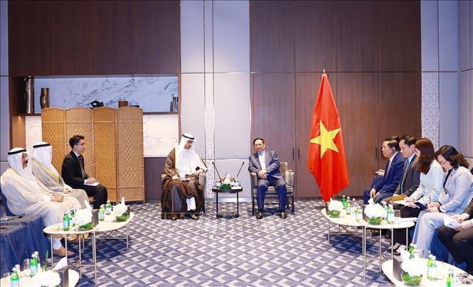 Thủ tướng Phạm Minh Chính tiếp ông Nawaf Saud Al Sabah, Phó Chủ tịch Hội đồng quản trị kiêm Tổng giám đốc điều hành Tập đoàn Dầu khí Kuwait. Ảnh: Dương Giang-TTXVN 