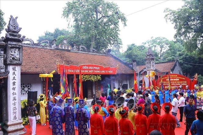 Lễ đón nhận Bằng xếp hạng Di tích quốc gia đặc biệt Thăng Long tứ trấn - đền Voi Phục, đền Quán Thánh (Hà Nội, 29/5/2022). Ảnh: Văn Điệp - TTXVN