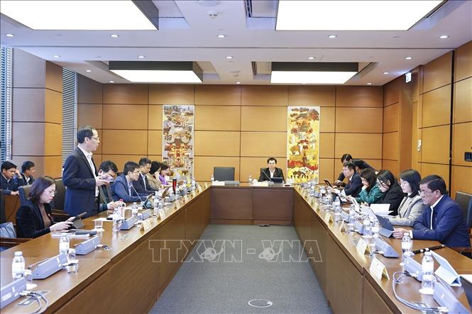 Đoàn đại biểu Quốc hội các tỉnh Nghệ An và Lâm Đồng thảo luận ở tổ. Ảnh: Doãn Tấn - TTXVN