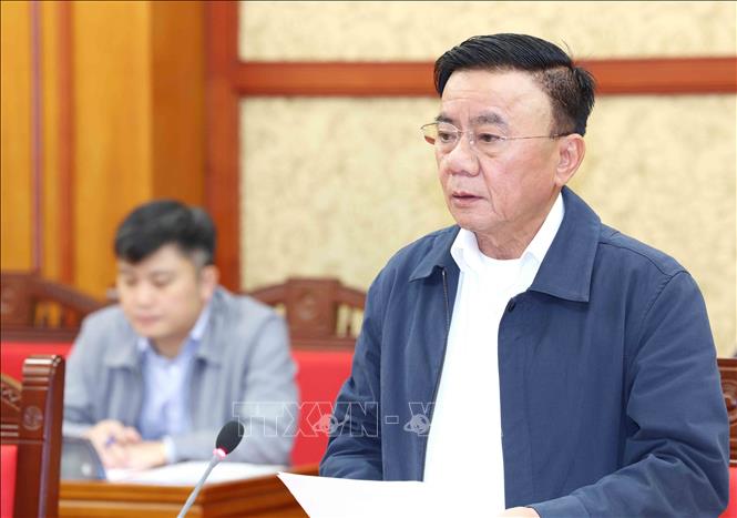 Đồng chí Trần Cẩm Tú, Uỷ viên Bộ Chính trị, Thường trực Ban Bí thư, Trưởng Tiểu ban phát biểu chỉ đạo. Ảnh: Phương Hoa - TTXVN