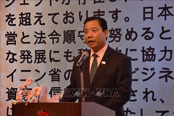 Phó Chủ tịch UBND tỉnh Tây Ninh Phạm Tấn Hòa phát biểu khai mạc hội nghị. Ảnh: Nguyễn Tuyến – PV TTXVN tại Nhật Bản