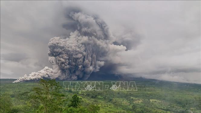 Núi lửa Semeru ở Đông Java, Indonesia phun trào ngày 19/11/2025. Ảnh: THX/TTXVN
