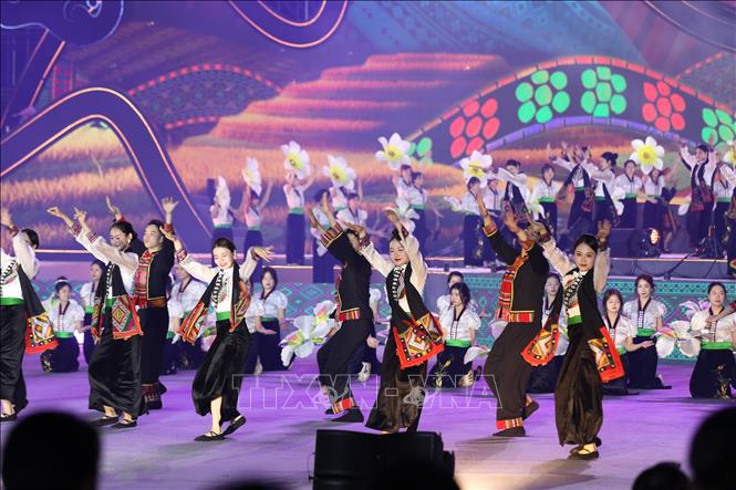Tham gia Festival có gần 1.000 nghệ nhân, diễn viên cùng nhiều ngôi sao ca nhạc, các vũ công, nhạc công nổi tiếng. Ảnh: Tuấn Anh - TTXVN