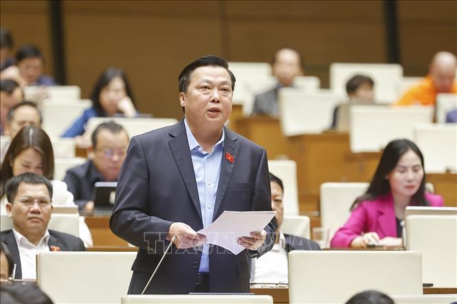 Đại biểu Quốc hội tỉnh Ninh Bình Phạm Hùng Thắng phát biểu. Ảnh: Doãn Tấn - TTXVN
