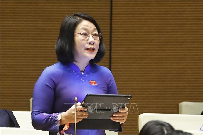 Đại biểu Quốc hội tỉnh Quảng Trị Nguyễn Thị Tuyết Nga phát biểu. Ảnh: Doãn Tấn - TTXVN