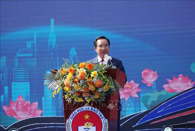 Chủ tịch UBND Thành phố Hồ Chí Minh Nguyễn Văn Được phát biểu tại buổi lễ. Ảnh: Thu Hoài - TTXVN