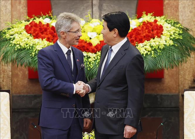 Chủ tịch nước Lương Cường tiếp Chủ tịch Thượng viện Quốc hội Cộng hòa Séc Milos Vystrcil. Ảnh: Lâm Khánh – TTXVN
