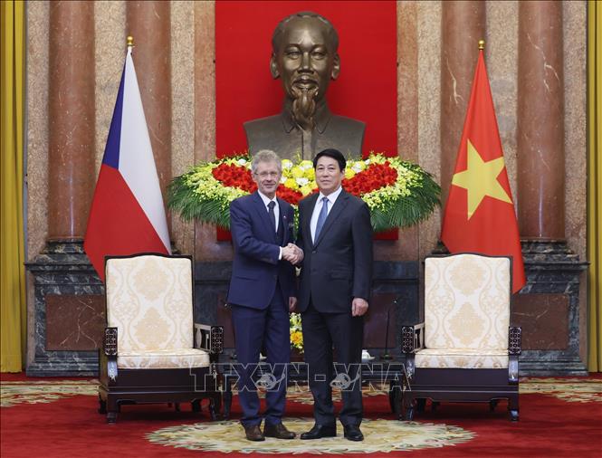 Chủ tịch nước Lương Cường tiếp Chủ tịch Thượng viện Quốc hội Cộng hòa Séc Milos Vystrcil. Ảnh: Lâm Khánh – TTXVN