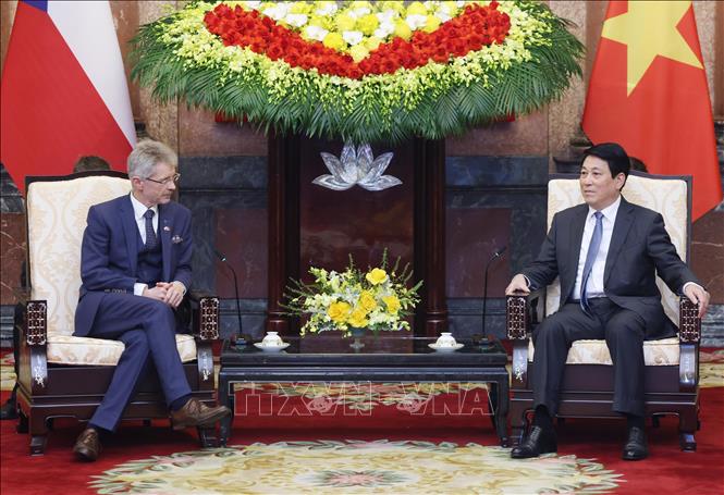 Chủ tịch nước Lương Cường tiếp Chủ tịch Thượng viện Quốc hội Cộng hòa Séc Milos Vystrcil. Ảnh: Lâm Khánh – TTXVN