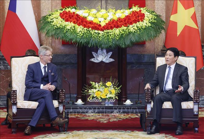 Chủ tịch nước Lương Cường tiếp Chủ tịch Thượng viện Quốc hội Cộng hòa Séc Milos Vystrcil. Ảnh: Lâm Khánh – TTXVN