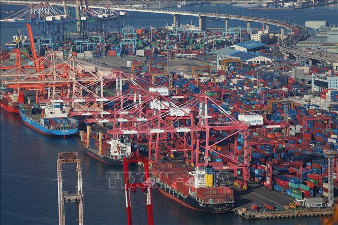 Cảng hàng hóa ở Busan, Hàn Quốc. Ảnh: Yonhap/TTXVN