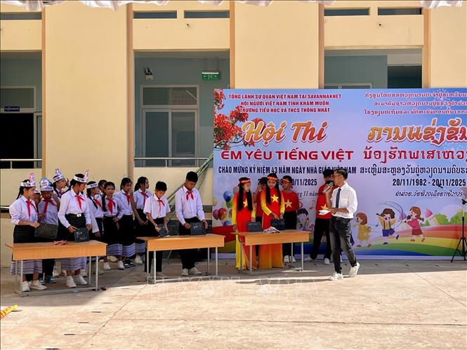 Hội thi “Em yêu tiếng Việt”. Ảnh: TTXVN phát