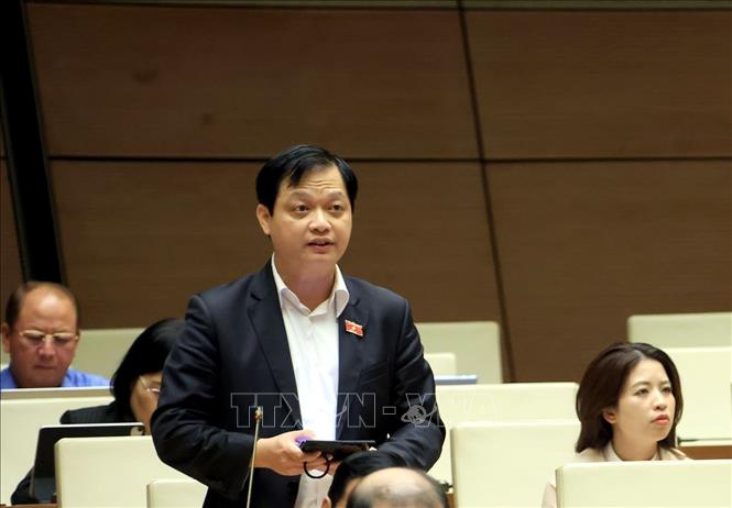 Đại biểu Quốc hội thành phố Huế Nguyễn Hải Nam phát biểu. Ảnh: Tuấn Anh - TTXVN