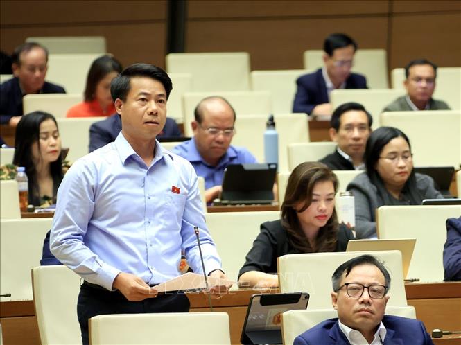 Đại biểu Quốc hội tỉnh Lai Châu Hoàng Quốc Khánh phát biểu. Ảnh: Tuấn Anh - TTXVN