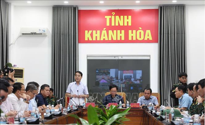 Ông Nghiêm Xuân Thành, Bí thư Tỉnh ủy Khánh Hòa phát biểu tại buổi làm việc. Ảnh: Đặng Tuấn - TTXVN