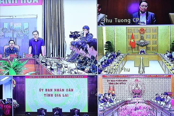 Các điểm cầu họp trực tuyến. Ảnh: Minh Đức – TTXVN