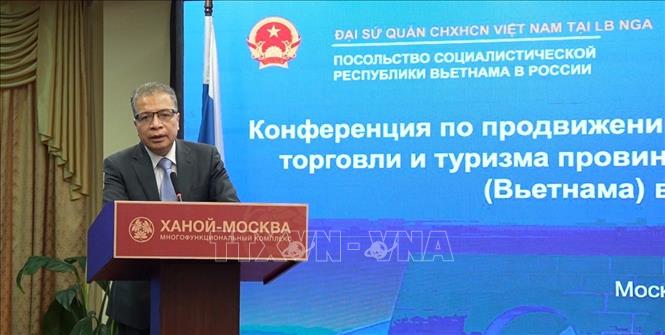 Đại sứ Việt Nam tại Nga Đặng Minh Khôi phát biểu tại Hội nghị. Ảnh: Trần Hải - PV TTXVN tại Nga
