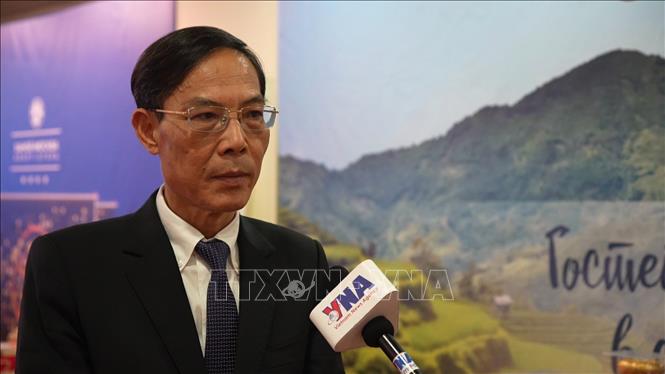 Phó Chủ tịch UBND tỉnh Thanh Hoá Đầu Thanh Tùng trả lời phỏng vấn phóng viên TTXVN tại Nga. Ảnh: Trần Hải - PV TTXVN tại Nga