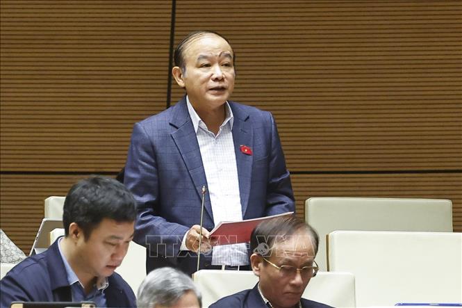 Đại biểu Quốc hội TP Hải Phòng Lã Thanh Tân phát biểu. Ảnh: Doãn Tấn - TTXVN