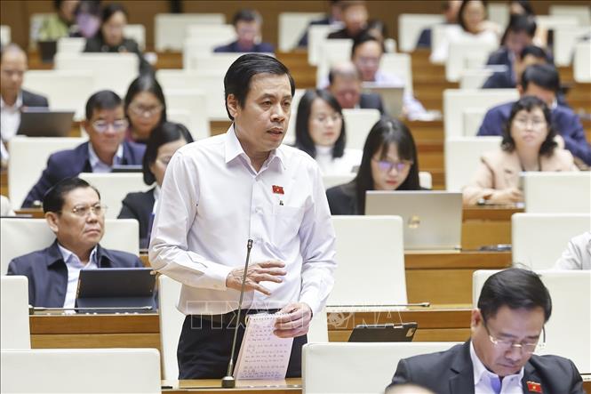 Đại biểu Quốc hội TP Hồ Chí Minh Trần Anh Tuấn phát biểu. Ảnh: Doãn Tấn - TTXVN