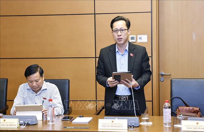 Đại biểu Quốc hội tỉnh Vĩnh Long Trịnh Minh Bình phát biểu. Ảnh: Doãn Tấn - TTXVN