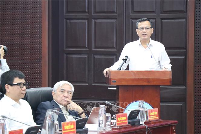 Phó Giám đốc Sở Khoa học và Công nghệ thành phố Đà Nẵng Trần Ngọc Thạch phát biểu tại chương trình. Ảnh: Khoa Chương - TTXVN